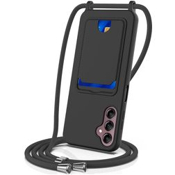 Mobigear Lanyard Card Samsung Galaxy A16 Silikon Handykette mit Kartenhalter - Schwarz