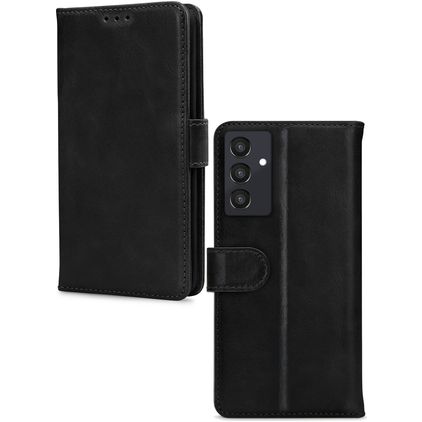 Mobilize Wallet Samsung Galaxy A35 Hülle Echtes Leder Klapphülle Geldbörse - Schwarz