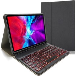 Mobigear Keys iPad Pro 11 Zoll (2018) Hülle QWERTY Bluetooth Tastatur Klapphülle + Stifthalter - Schwarz