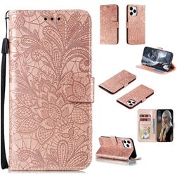 Mobigear Flower Leather Wallet Case Rose Gold Apple iPhone 12/12 Pro
