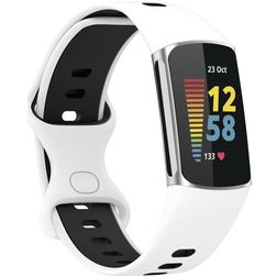Mobigear Sport Dual Silikon Fitbit Charge 5 Armband Drückerschließe - Weiß / Blau