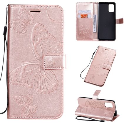 Mobigear Butterfly Samsung Galaxy A71 Hülle Klapphülle Geldbörse - Roségold