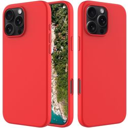 Mobigear Rubber Touch iPhone 16 Pro Max Silikon Hülle Backcover - Rot
