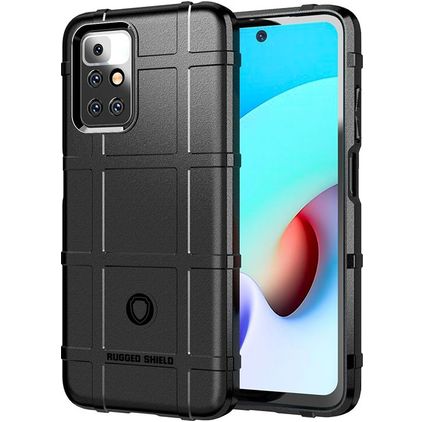 Mobigear Rugged Shield Xiaomi Redmi 10 4G Hülle Flexibles TPU Backcover Stoßfest - Schwarz