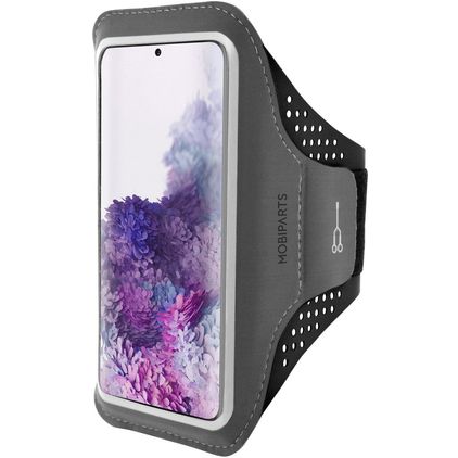 Mobiparts Comfort Fit Handyhalterung Joggen Samsung Galaxy S20 Plus Sporthülle Neopren Sportarmband - Schwarz