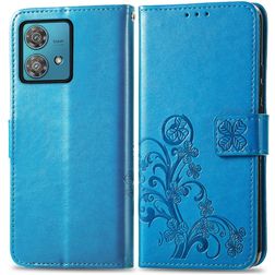 Mobigear Clover Motorola Edge 40 Neo Hülle Klapphülle Geldbörse - Blau