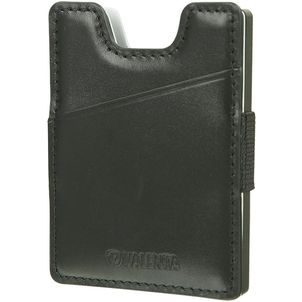 Valenta Card Case Alu + Money Strap Echtleder Kartenetui - 8 Karten - Schwarz