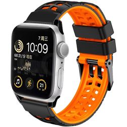 Mobigear Aero Armor Silikon Apple Watch Armband Dornschließe - 49/46/45/44 mm - Schwarz / Orange