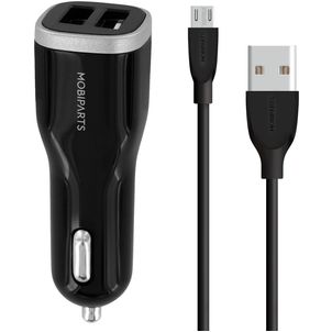 Mobiparts Dual USB Auto Ladegerät Micro USB 1 Meter 24W 4.8A - Schwarz