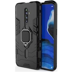 Mobigear Armor Ring OPPO Reno2 Z Hülle Hardcase Backcover Stoßfest mit Ringhalter - Schwarz