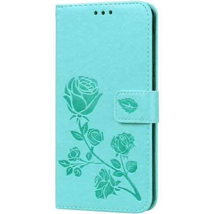 Mobigear Roses Samsung Galaxy A10 Hülle Klapphülle Geldbörse - Türkis