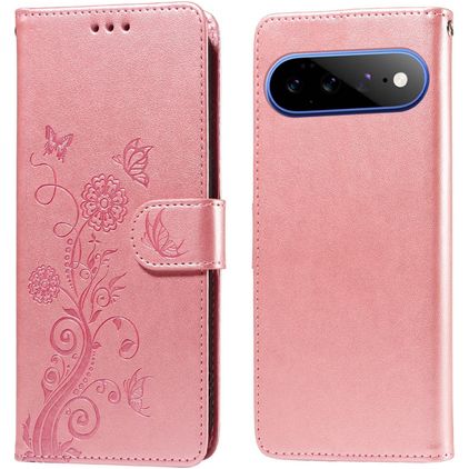 Mobigear Flowers Google Pixel 11 Pro XL Hülle Klapphülle Geldbörse - Pink