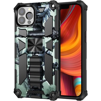 Mobigear Armor Stand iPhone 13 Pro Max Hülle Hardcase Backcover Stoßfest mit Ständer - Grün