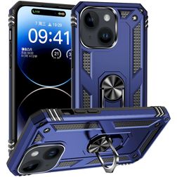 Mobigear Armor Ring iPhone 15 Hülle Hardcase Backcover Stoßfest mit Ringhalter - Blau
