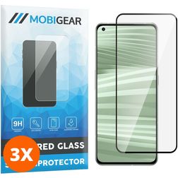 Mobigear Premium Realme GT2 Pro Panzerglas Displayschutz - Hüllenfreundlich - Schwarz (3er Pack)