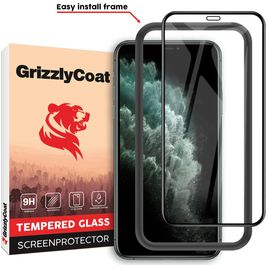 GrizzlyCoat Easy Fit iPhone XS Max Panzerglas Gehärtetes Glas Displayschutz - Hüllenfreundlich + Applikator - Schwarz