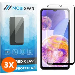 Mobigear Premium Samsung Galaxy A23 Panzerglas Gehärtetes Glas Displayschutz - Hüllenfreundlich - Schwarz (3er Pack)
