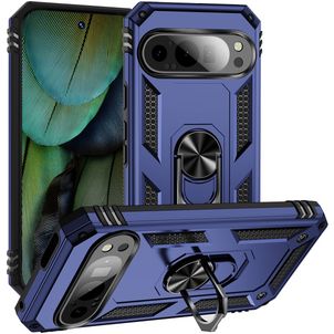 Mobigear Armor Ring Google Pixel 9 Hülle Hardcase Backcover Stoßfest mit Ringhalter - Blau