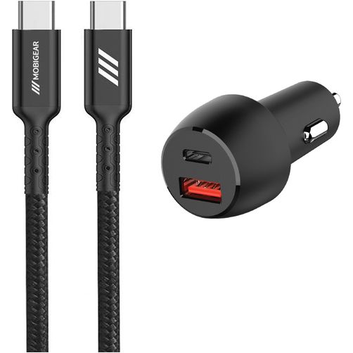 Mobigear Essentials Dual USB / USB-C Autoladegerät USB-C 1 m Power Delivery 48W - Schwarz