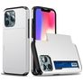 Mobigear Card iPhone 13 Hülle Hardcase Backcover Stoßfest mit Kartenhalter - Weiß