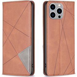 Mobigear Rhombus Slim iPhone 15 Pro Max Hülle Klapphülle - Braun