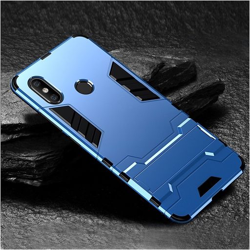Mobigear Armor Stand Xiaomi Redmi Note 6 Pro Hülle Hardcase Backcover Stoßfest mit Ständer - Blau
