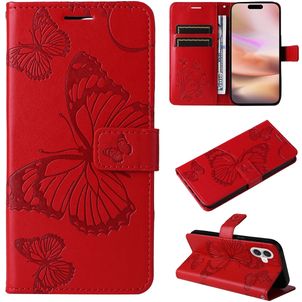 Mobigear Butterfly iPhone 16 Plus Hülle Klapphülle Geldbörse - Rot
