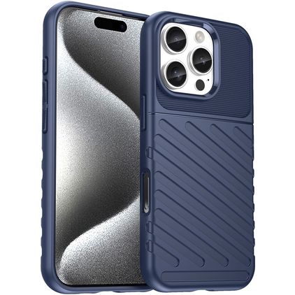 Mobigear Groove iPhone 16 Pro Hülle Flexibles TPU Backcover - Blau