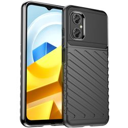 Mobigear Groove POCO M5 Hülle Flexibles TPU Backcover - Schwarz