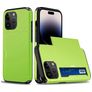 Mobigear Card iPhone 15 Pro Hülle Hardcase Backcover Stoßfest mit Kartenhalter - Grün