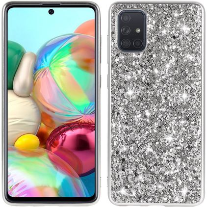 Mobigear Glitter Samsung Galaxy A73 Hülle Hardcase Backcover - Silber