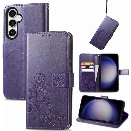 Mobigear Clover Samsung Galaxy S23 FE Hülle Klapphülle Geldbörse - Lila