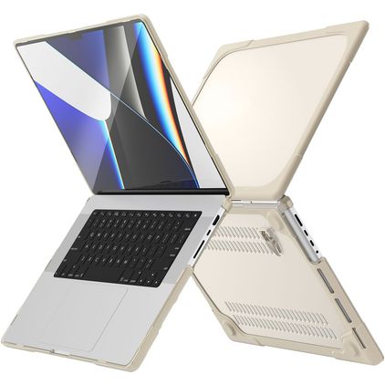 Mobigear Shockproof MacBook Pro 14 Zoll (2021-2026) Hardcase Hülle MacBook Case - Taupe - Model A2442 / A2779 / A2918 / A2992 / A3401 / A3112 / A3434 / A3427 / A3426