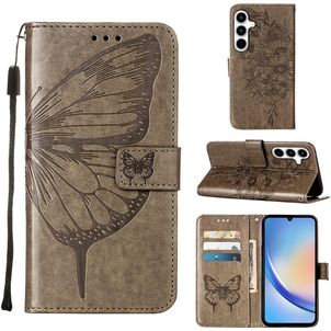 Mobigear Butterfly Samsung Galaxy A35 Hülle Klapphülle Geldbörse - Grau
