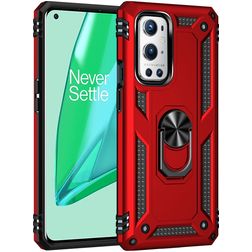 Mobigear Armor Ring OnePlus 9 Pro Hülle Hardcase Backcover Stoßfest mit Ringhalter - Rot
