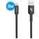 Mobigear Nylon USB-A auf Apple Lightning Kabel MFI 3 m - Schwarz