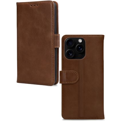 Mobilize Wallet iPhone 16 Pro Hülle Echtes Leder Klapphülle Geldbörse - Braun