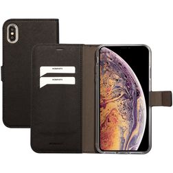 Mobiparts Saffiano Wallet iPhone XS Max Hülle Klapphülle Geldbörse - Schwarz
