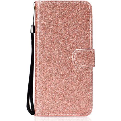 Mobigear Glitter Huawei Y6p Hülle Klapphülle Geldbörse - Roségold