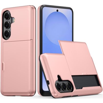 Mobigear Card Samsung Galaxy S26 Plus Hülle Hardcase Backcover Stoßfest mit Kartenhalter - Roségold