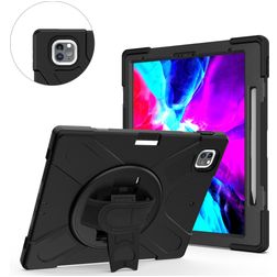 Mobigear SureGrip XGuard iPad Pro 13 Zoll (2024) Hülle Kunststoff,Silikon Backcover + Stifthalter + Schulterträger + Ständer - Schwarz