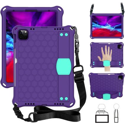 Mobigear Ruggedized iPad 11 (2025) Hülle EVA Schaum Backcover + Stifthalter + Schulterträger + Ständer - Lila