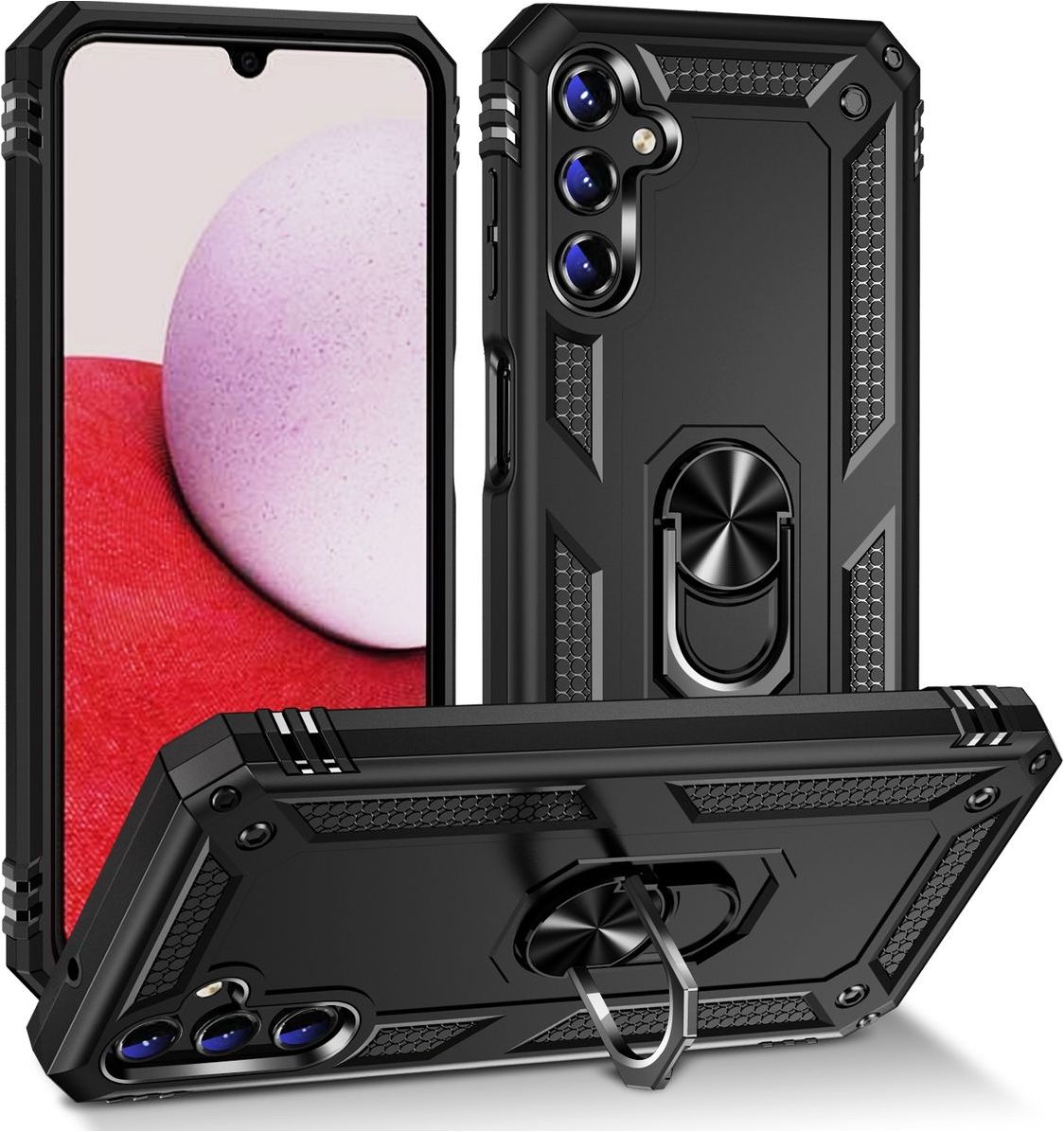 Mobigear Armor Ring Samsung Galaxy A14 Hlle Hardcase Backcover Stofest  mit Ringhalter - Schwarz 11-8185941 - huellendirekt.de