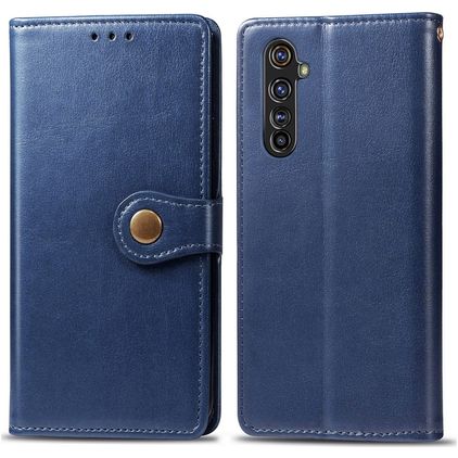 Mobigear Snap Button Realme X50 Pro Hülle Klapphülle Geldbörse - Blau
