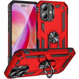 Mobigear Armor Ring iPhone 16 Plus Hülle Hardcase Backcover Stoßfest mit Ringhalter - Rot