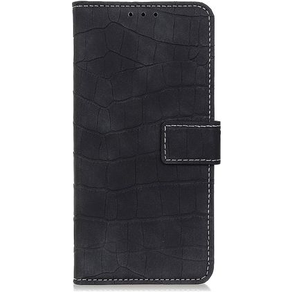 Mobigear Croco OnePlus Nord 2 Hülle Klapphülle Geldbörse - Schwarz