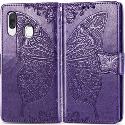 Mobigear Butterfly Samsung Galaxy A40 Hülle Klapphülle Geldbörse - Lila