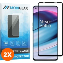 Mobigear Premium OnePlus Nord CE Panzerglas Displayschutz - Hüllenfreundlich - Schwarz (2er Pack)