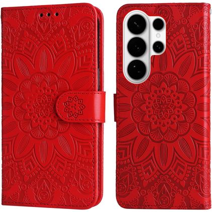 Mobigear Sunflower Samsung Galaxy S26 Ultra Hülle Klapphülle Geldbörse - Rot