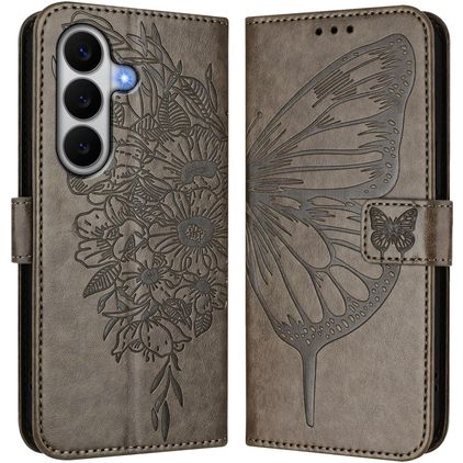 Mobigear Butterfly Samsung Galaxy A27 Hülle Klapphülle Geldbörse - Grau
